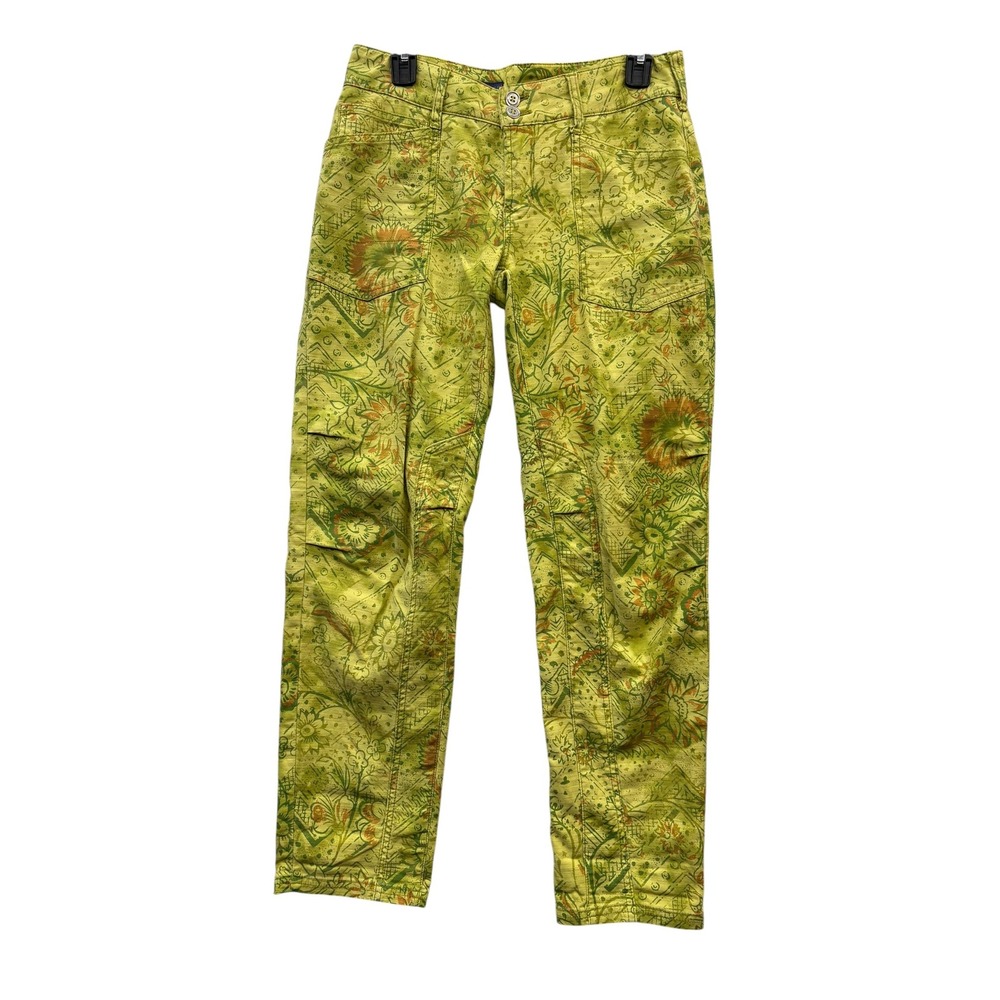 Anthropologie Pilcro Wanderer Green Floral Boho Relaxed Low Rise Pants Artsy 26